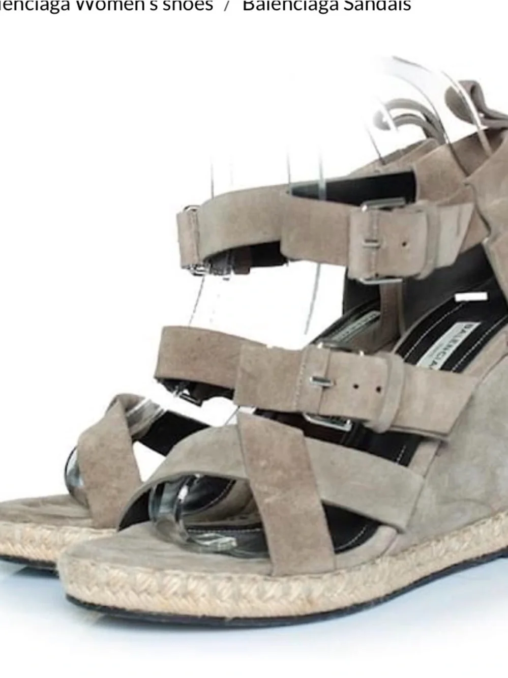Balenciaga Taupe Suede Espadrille Wedge Sandals